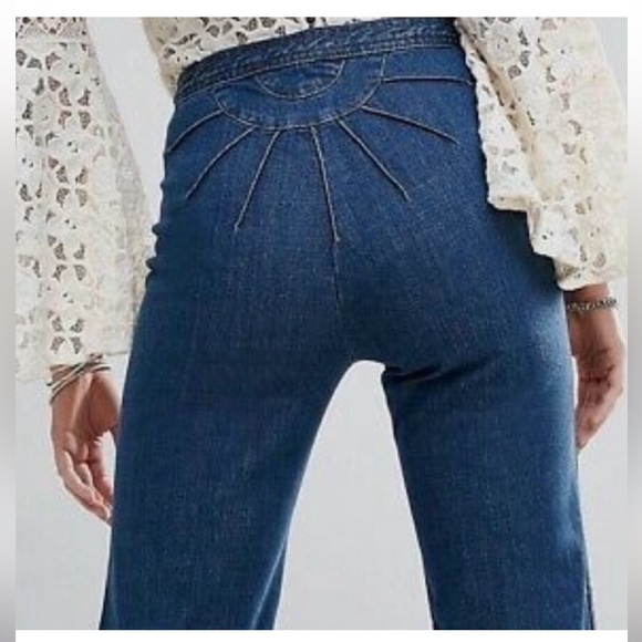 Free People Denim - Free People Ray of Sunshine Flare Jeans in Dark Blue
